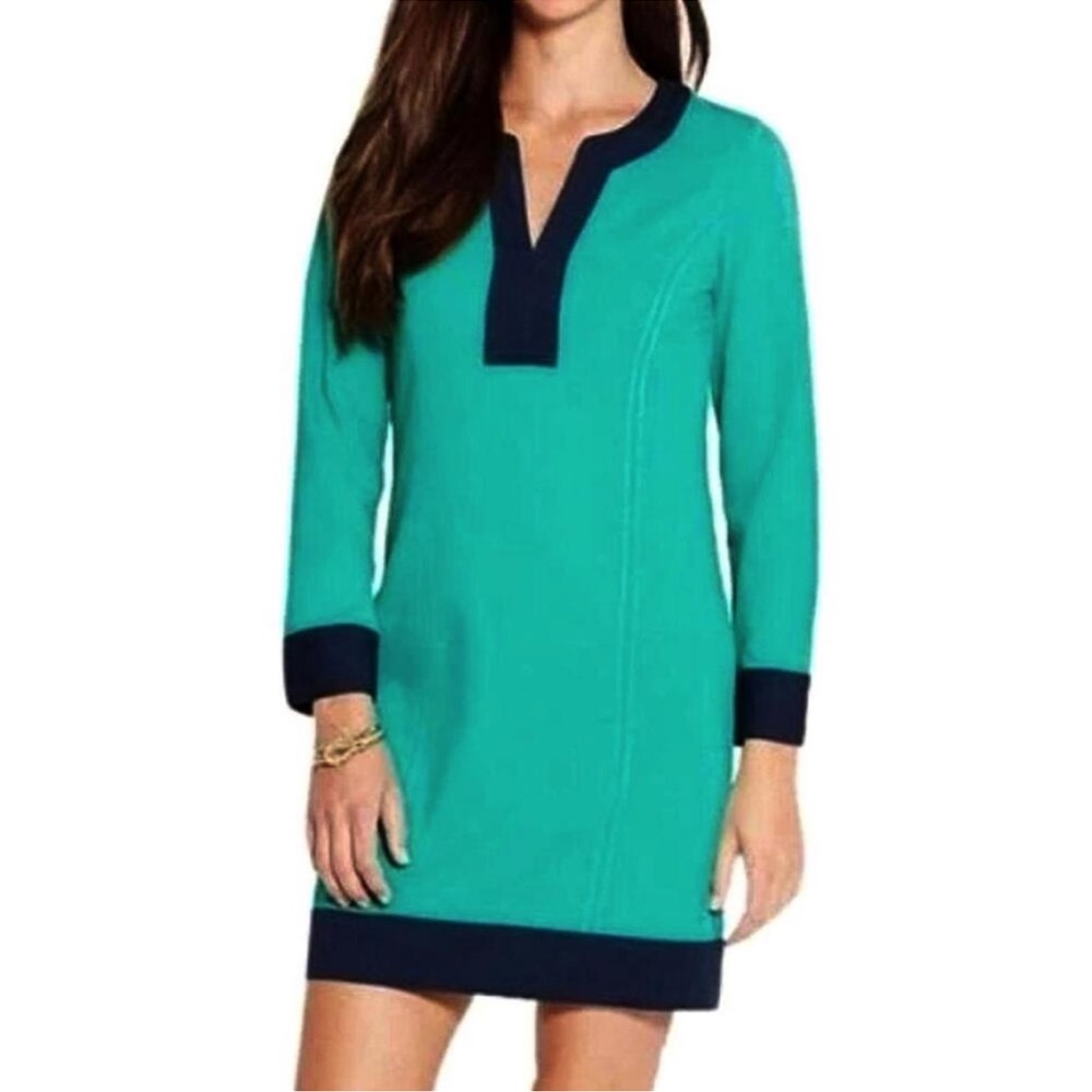 💚💙Vineyard Vines SHARP Green & Navy Long Sleeve Color-Block Knit Dress Size 4💙💚